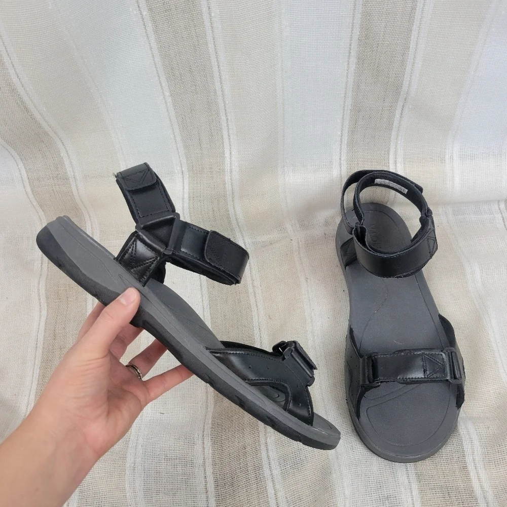 Vionic Canoe Leo‎ Dad Sandals Black Gray Size 12